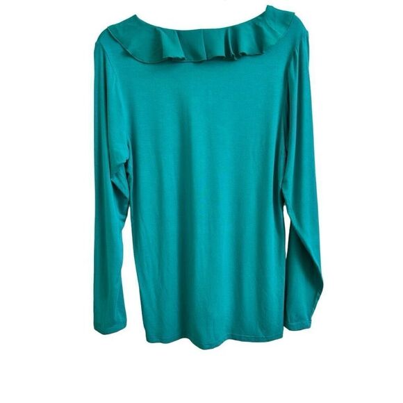 Matilda Jane Britta Teal Long Sleeve Ruffle Blouse Top Size Large - Picture 2 of 4